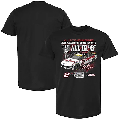 T-shirt noir Austin Cindric pour homme, drapeau à damier, Series éliminatoires NASCAR Cup 2025, pneus prix réduit