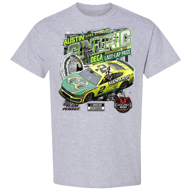 T-shirt à damier gris chiné Austin Cindric Jack Link's 500 pour homme