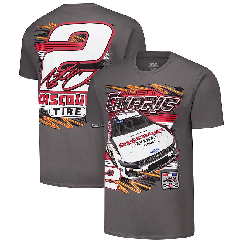 T-shirt homme Classic Ink Charcoal Austin Cindric Discount Tire 2-Spot