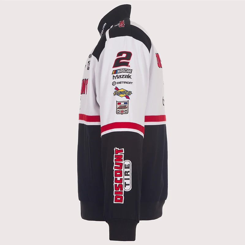 Men's JH Design White/Black Austin Cindric 2026 Discount Tire Full-Snap Twill Racing Jacket