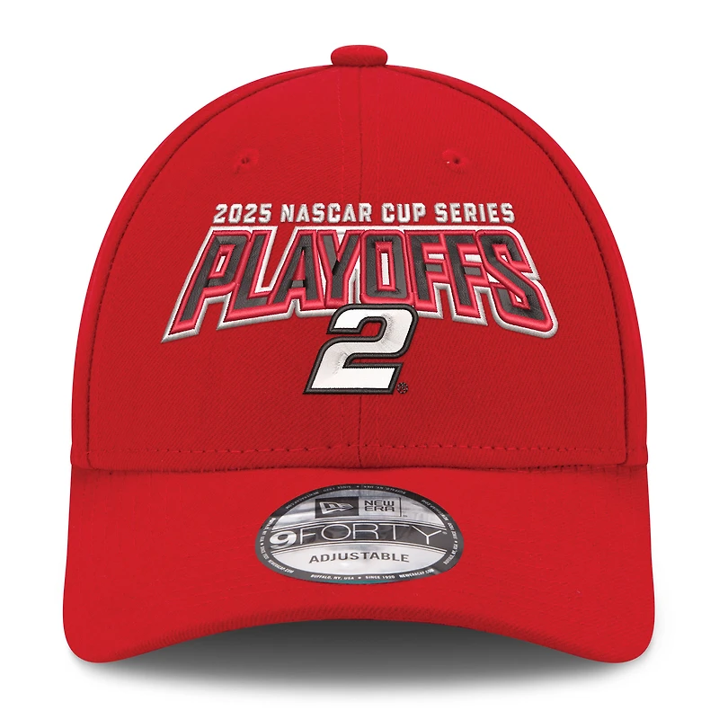 Casquette ajustable 9FORTY Austin Cindric rouge New Era pour homme, séries éliminatoires NASCAR Cup Series 2025