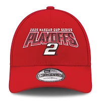 Casquette ajustable 9FORTY Austin Cindric rouge New Era pour homme, séries éliminatoires NASCAR Cup Series 2025