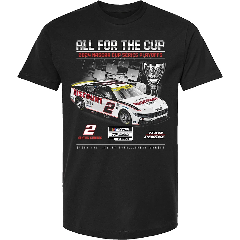 Men's Team Penske Black Austin Cindric 2024 NASCAR Cup Series Playoffs Discount Tire T-Shirt