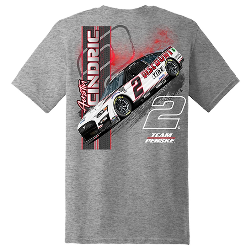 T-shirt pour hommes Team Penske Heather Grey Austin Cindric 2023 #2 Discount Tire