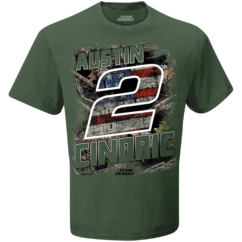T-shirt patriotique Team Penske Olive Austin Cindric Camo pour hommes