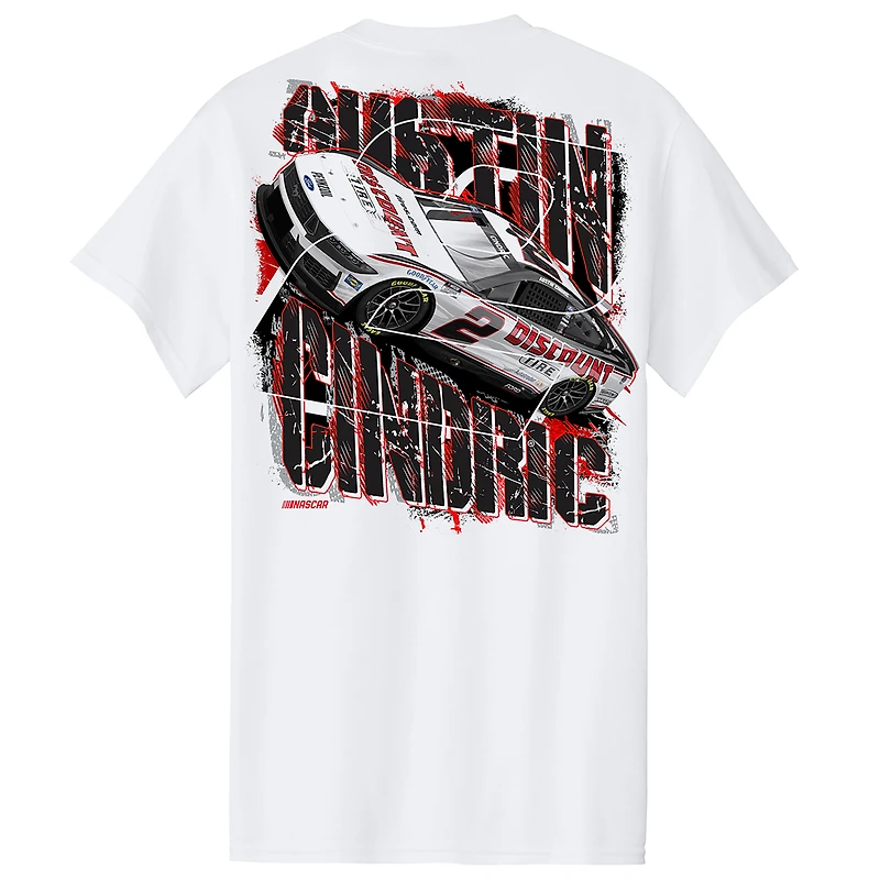 T-shirt de voiture Austin Cindric Discount Tire #2 l'équipe Penske pour hommes