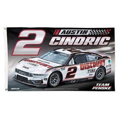 WinCraft Austin Cindric Discount Tires Drapeau de luxe unilatéral 3' x 5'