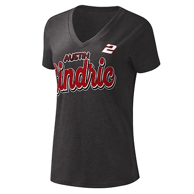 T-shirt à encolure en V noir Austin Cindric 1ère place G-III 4Her par Carl Banks pour femme
