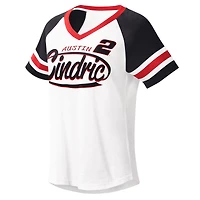 Women's G-III 4Her by Carl Banks White/Black Austin Cindric Circus Catch V-Neck T-Shirt
