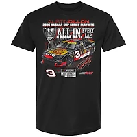T-shirt noir à damier pour homme Austin Dillon, Series éliminatoires NASCAR Cup 2025, Bass Pro Shops