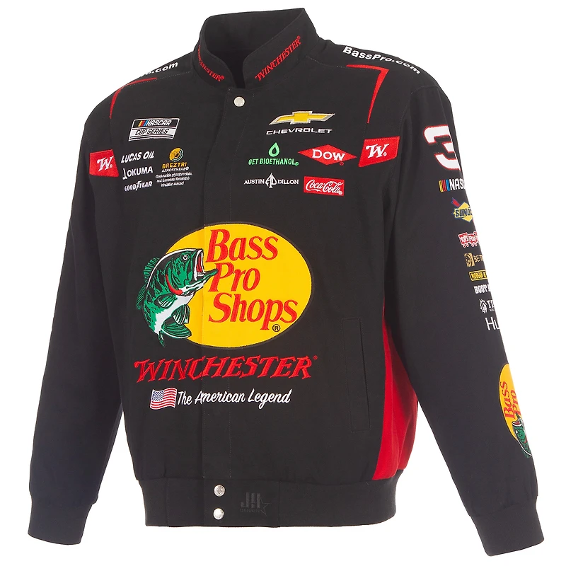 Men's JH Design Black Austin Dillon 2026 Bass Pro Shops Full-Snap Twill Racing Jacket