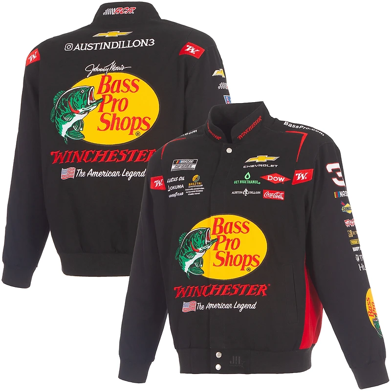 Men's JH Design Black Austin Dillon 2026 Bass Pro Shops Full-Snap Twill Racing Jacket