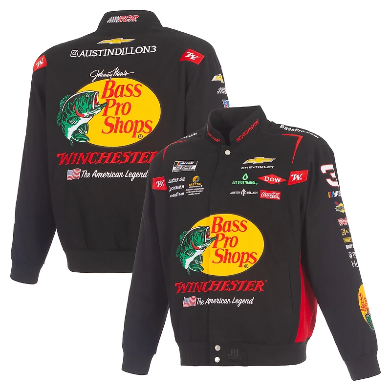 Men's JH Design Black Austin Dillon 2026 Bass Pro Shops Full-Snap Twill Racing Jacket
