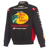 Men's JH Design Black Austin Dillon 2026 Bass Pro Shops Full-Snap Twill Racing Jacket