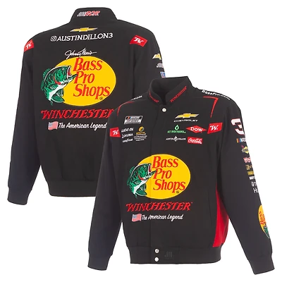 Men's JH Design Black Austin Dillon 2026 Bass Pro Shops Full-Snap Twill Racing Jacket