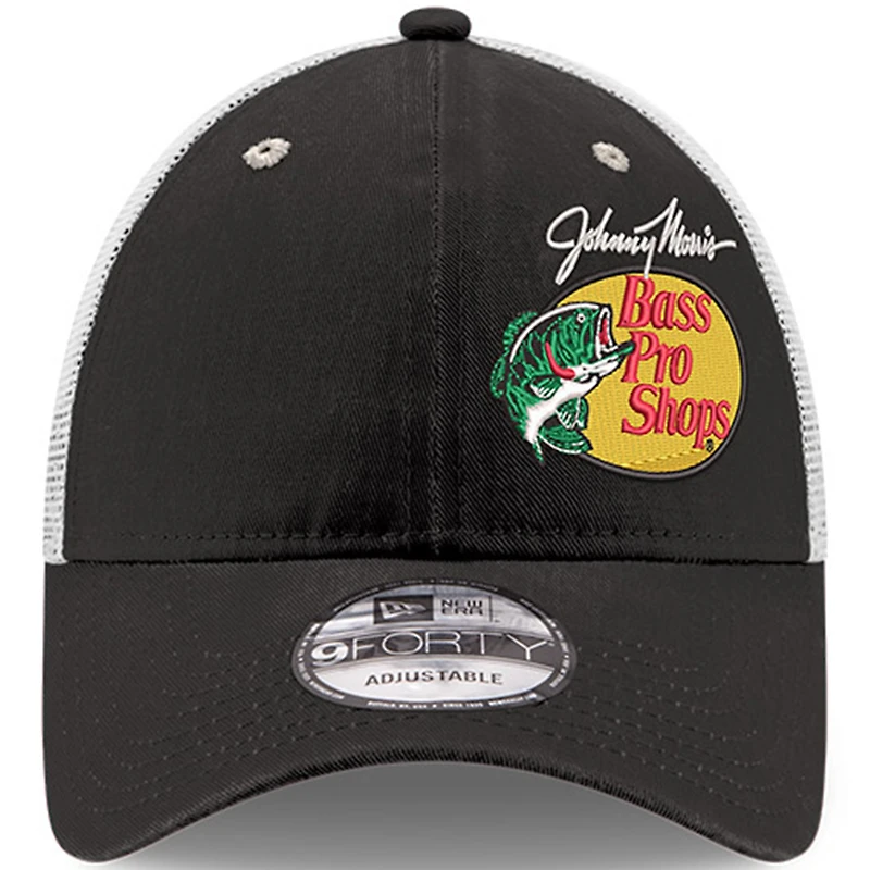 Casquette ajustable Austin Dillon Bass Pro Shops 9FORTY Trucker noir/blanc New Era pour hommes
