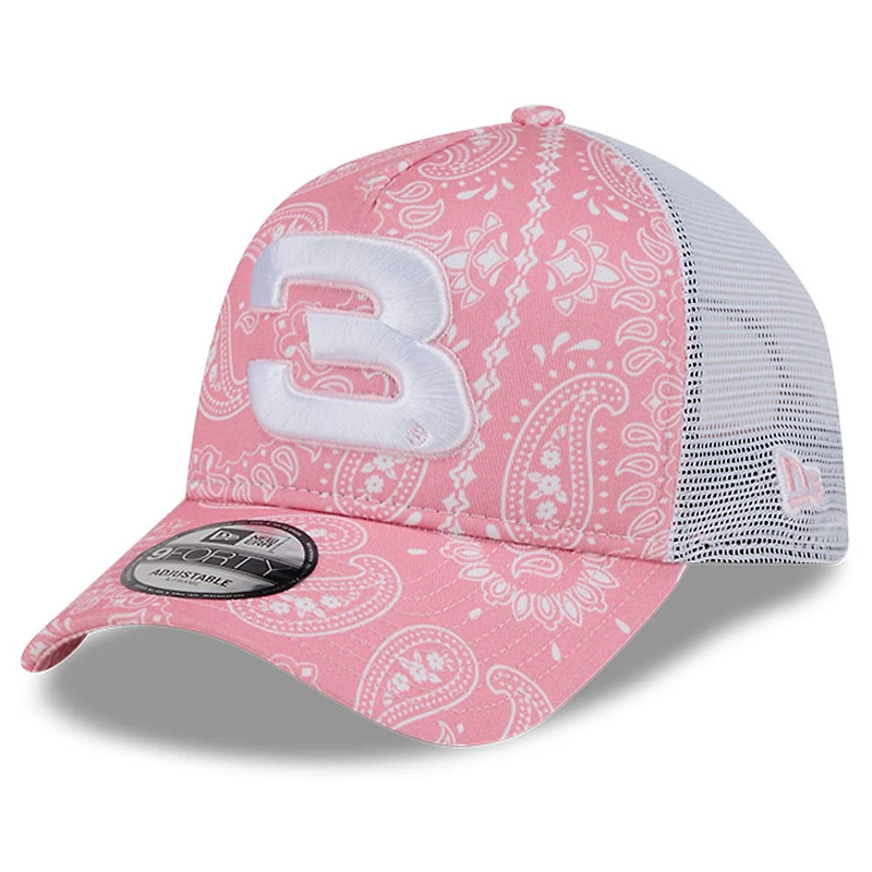 Men's New Era Pink Austin Dillon 9FORTY A-Frame Trucker Paisley Adjustable Hat