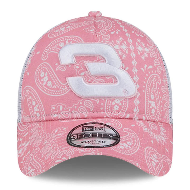 Casquette ajustable Austin Dillon 9FORTY A-Frame Trucker Paisley rose New Era pour hommes