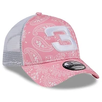 Men's New Era  Pink Austin Dillon 9FORTY A-Frame Trucker Paisley Adjustable Hat