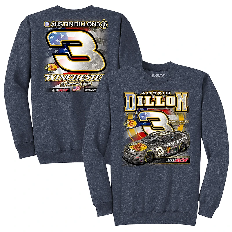 Men's Richard Childress Racing Team Collection Heather Navy Austin Dillon Bass Pro Shops Pullover Sweatshirt