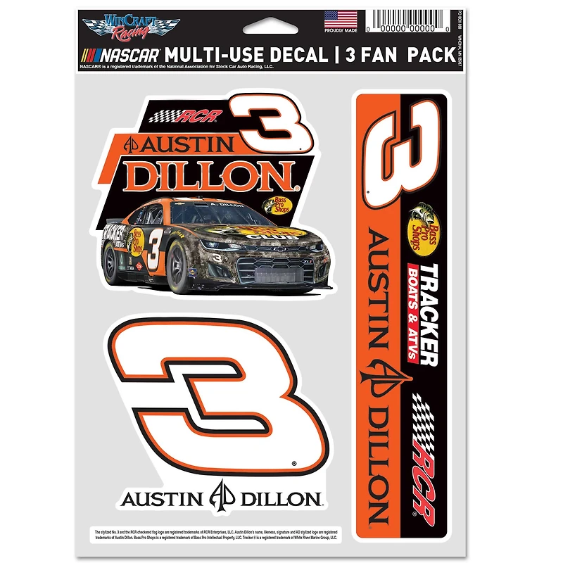 WinCraft Austin Dillon Lot de 3 autocollants multi-usages