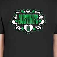 T-shirt noir à motif cœur et bulles Austin FC New Era pour jeunes filles