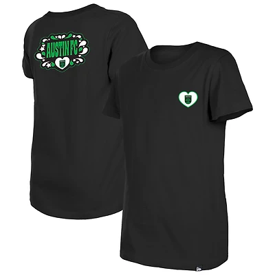 T-shirt noir à motif cœur et bulles Austin FC New Era pour jeunes filles