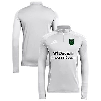 Men's adidas  Silver Austin FC 2025 AEROREADY Quarter-Zip Long Sleeve Training Top