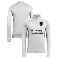 Men's adidas  Silver Austin FC 2025 AEROREADY Quarter-Zip Long Sleeve Training Top