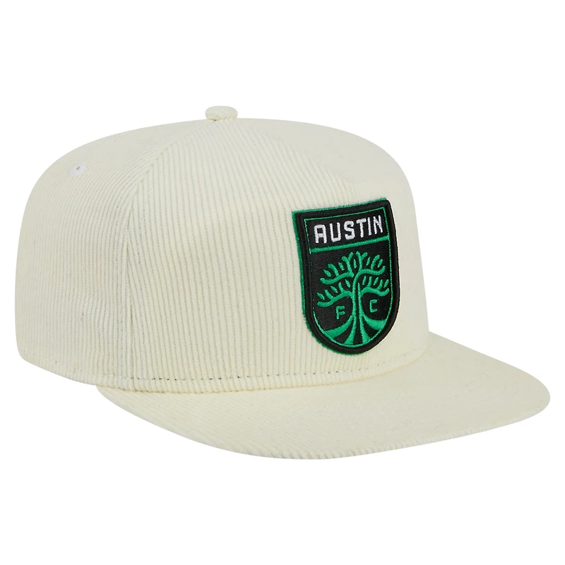Casquette de golf à visière snapback Austin FC 2025 Kickoff de New Era pour homme, couleur crème