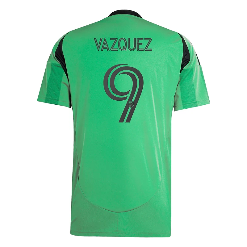 Maillot réplique du joueur adidas Brandon Vazquez Green Austin FC 2025 The Heartbeat Kit pour homme
