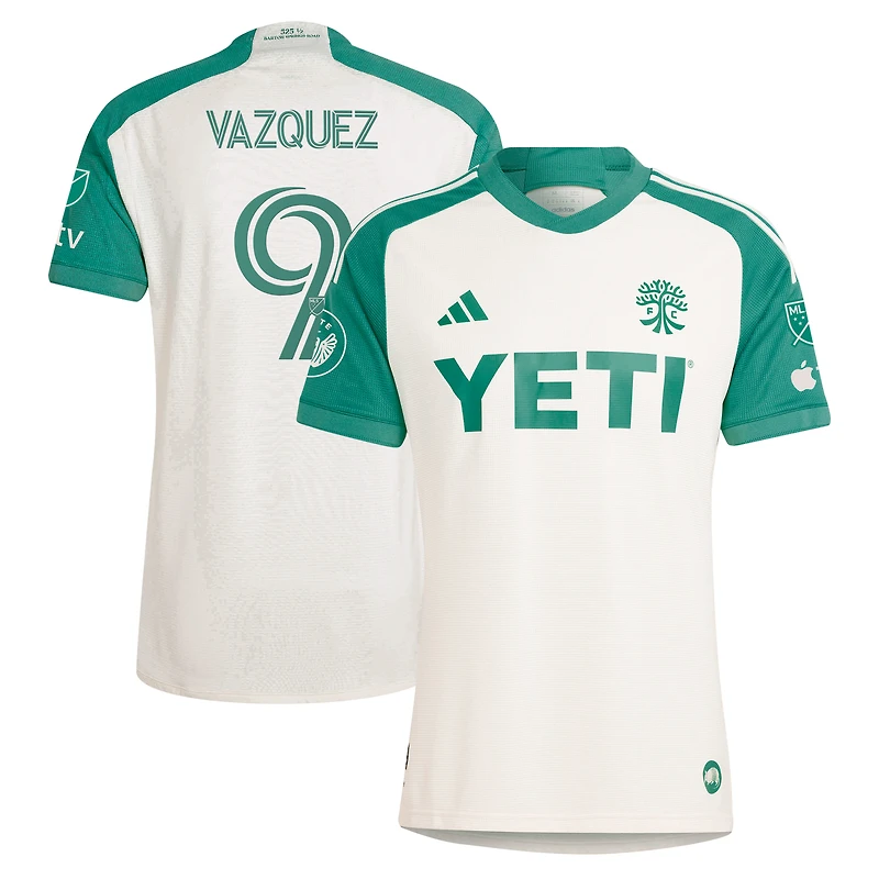 Men's adidas Brandon Vazquez Tan Austin FC 2024 The Armadillo Kit Authentic Player Jersey