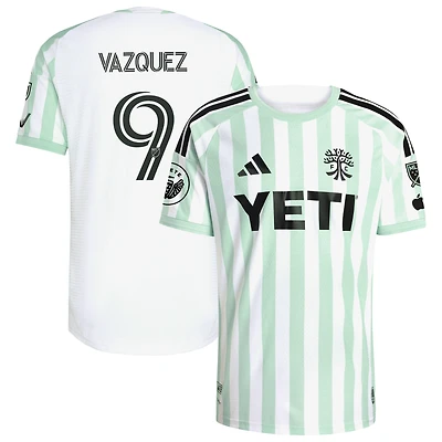 Men's adidas Brandon Vazquez White Austin FC  2026 The Rooted Kit On-Field Authentic Patch Jersey