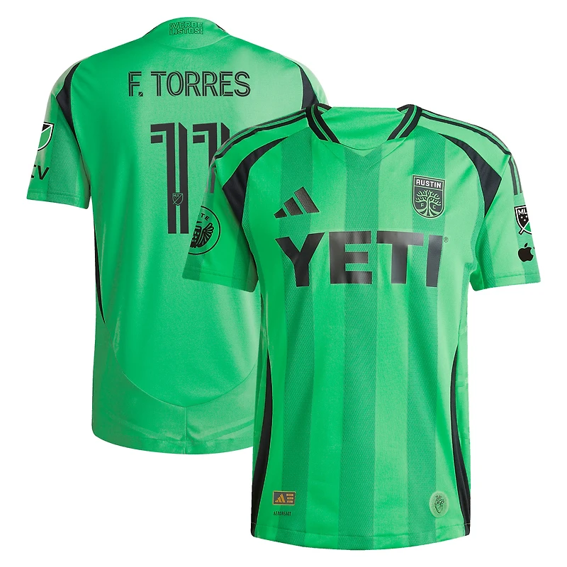 Maillot authentique adidas Facundo Torres vert Austin FC 2025 « The Heartbeat » pour homme