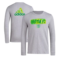 T-shirt à manches longues adidas Austin FC Local Pop AEROREADY pour hommes, gris