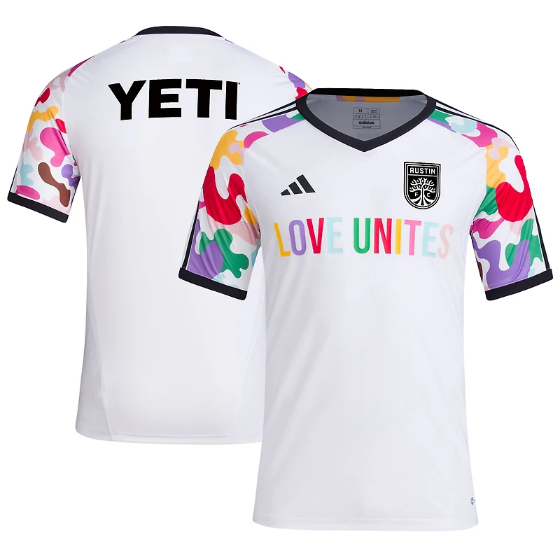 Haut d'avant-match adidas Austin FC 2023 Pride pour homme, blanc