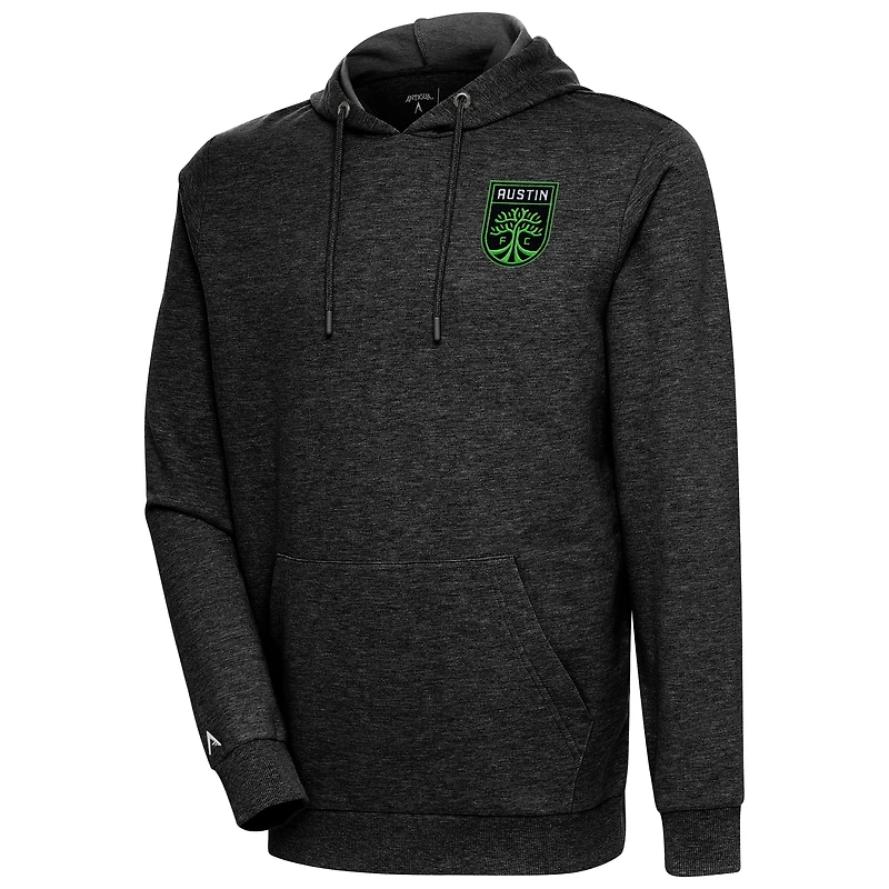 Men's Antigua Heather Black Austin FC Logo Action Pullover Hoodie