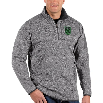 Veste à enfiler Austin FC Fortune pour homme, gris chiné, grande et taille, avec fermeture éclair quart de tour
