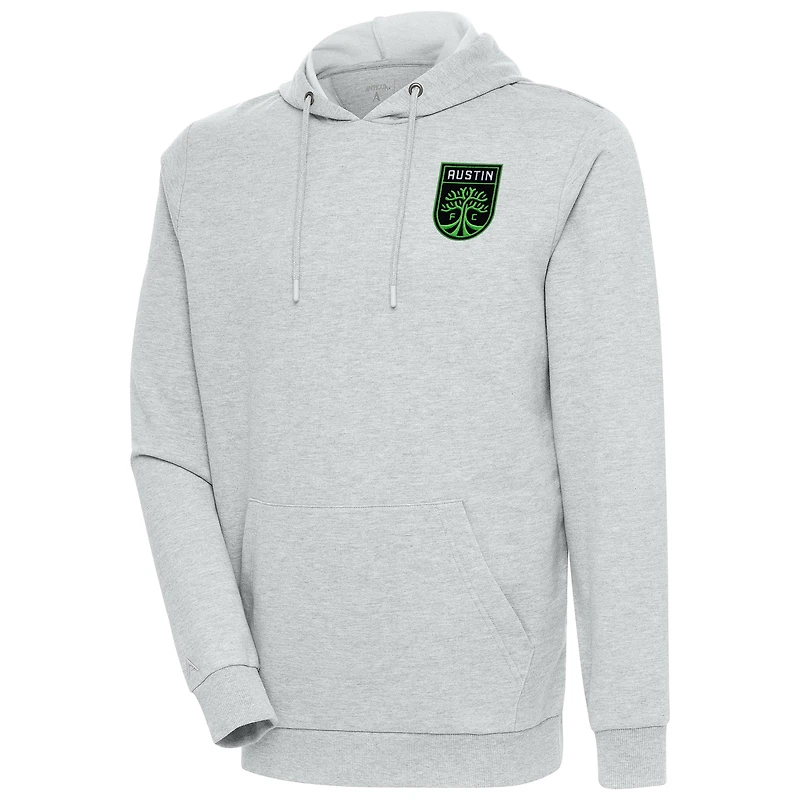 Men's Antigua Heather Gray Austin FC Logo Action Pullover Hoodie