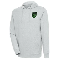 Men's Antigua Heather Gray Austin FC Logo Action Pullover Hoodie