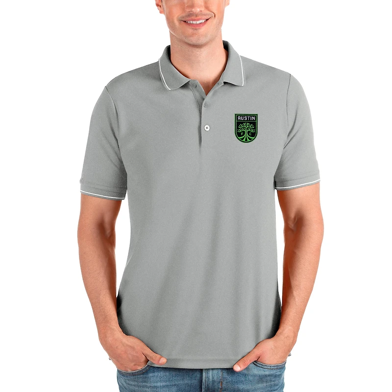 Men's Antigua Heather Gray Austin FC Solid Pique Polo