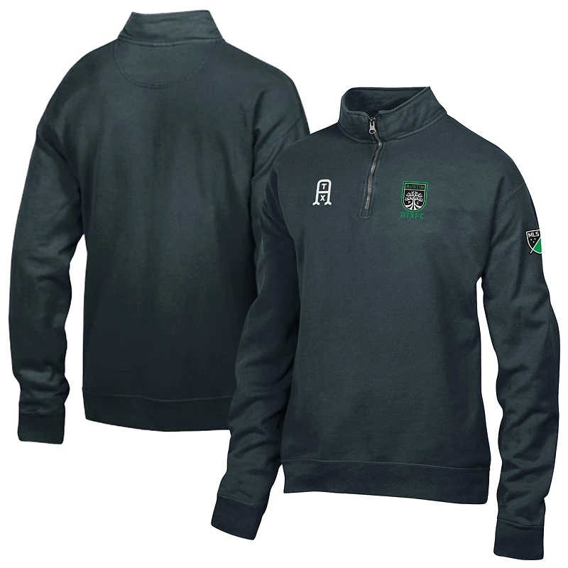 Men's Black Austin FC Logo ComfortWash Fleece Quarter-Zip Jacket