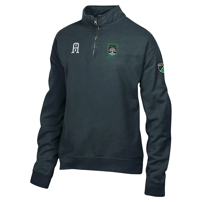 Men's Black Austin FC Logo ComfortWash Fleece Quarter-Zip Jacket