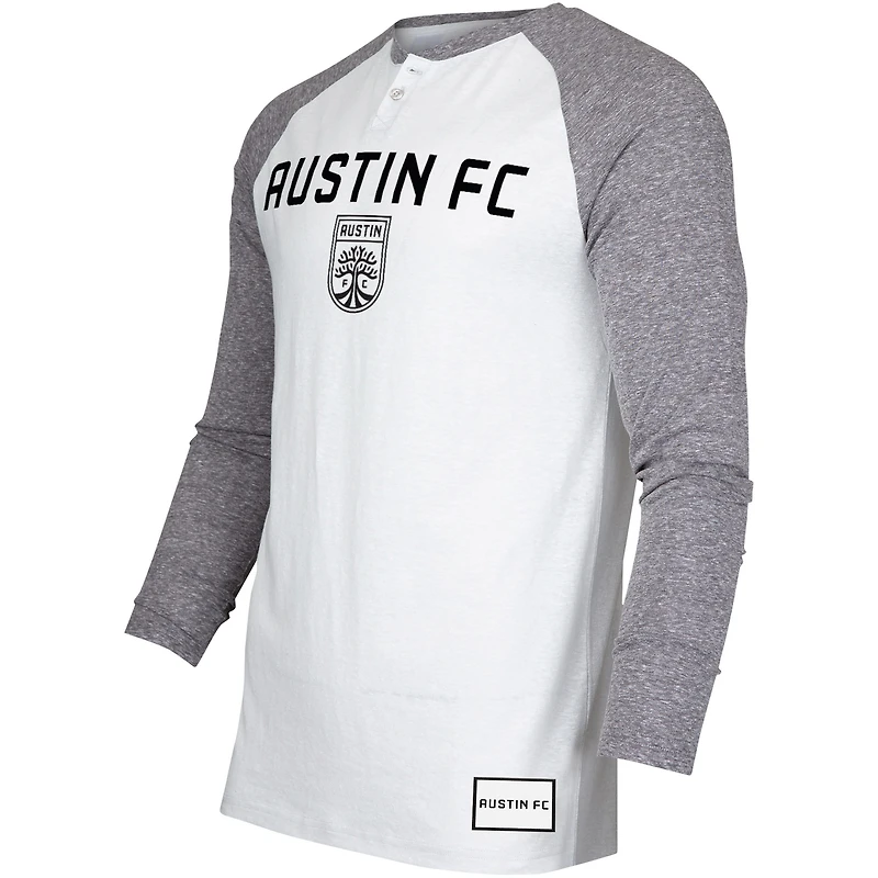 Men's Concepts Sport White/Charcoal Austin FC Concord Henley Raglan Long Sleeve T-Shirt