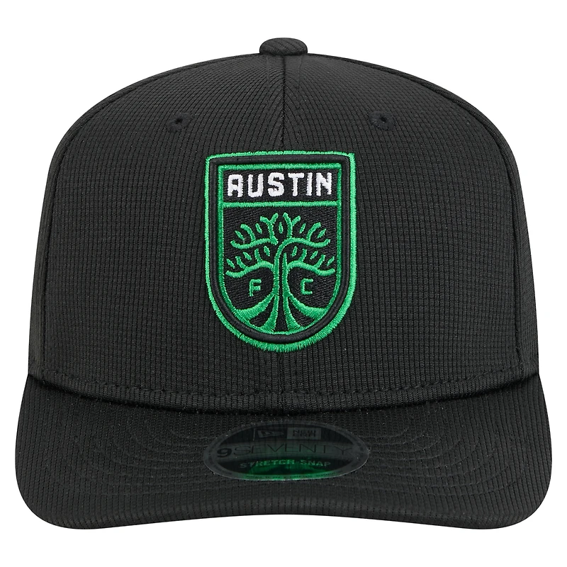 Casquette extensible à boutons-pression Austin FC 2025 noire New Era pour homme avec crochet 9SEVENTY