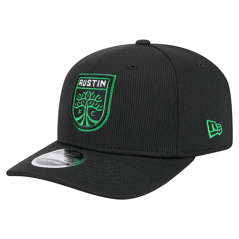 Casquette extensible à boutons-pression Austin FC 2025 noire New Era pour homme avec crochet 9SEVENTY