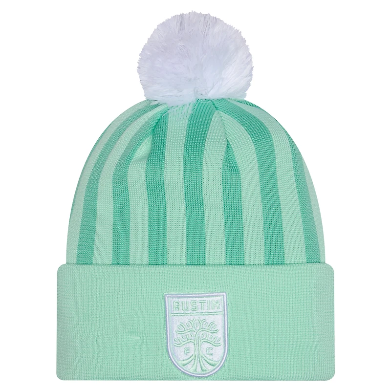Men's New Era Mint Austin FC 2026 Jersey Hook Cuffed Knit Hat with Pom