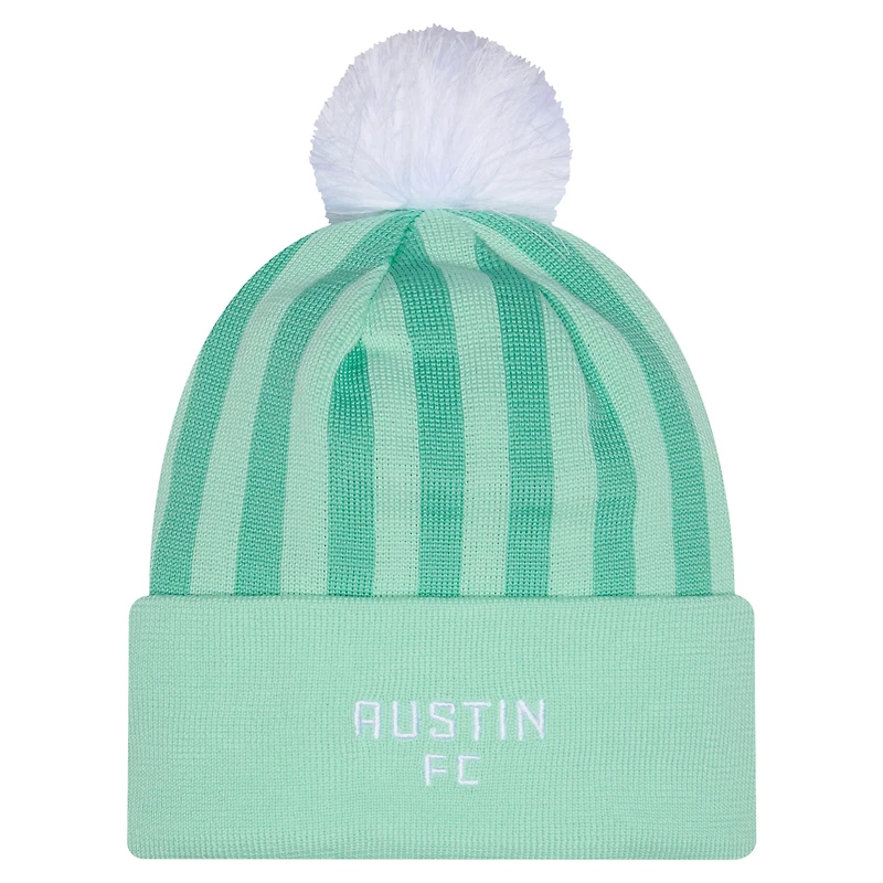 Men's New Era Mint Austin FC 2026 Jersey Hook Cuffed Knit Hat with Pom