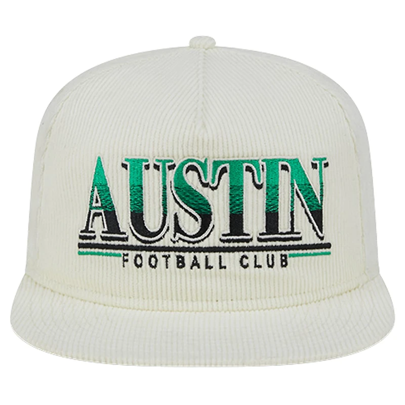 Casquette réglable de golfeur en velours côtelé Austin FC Throwback New Era blanche pour hommes
