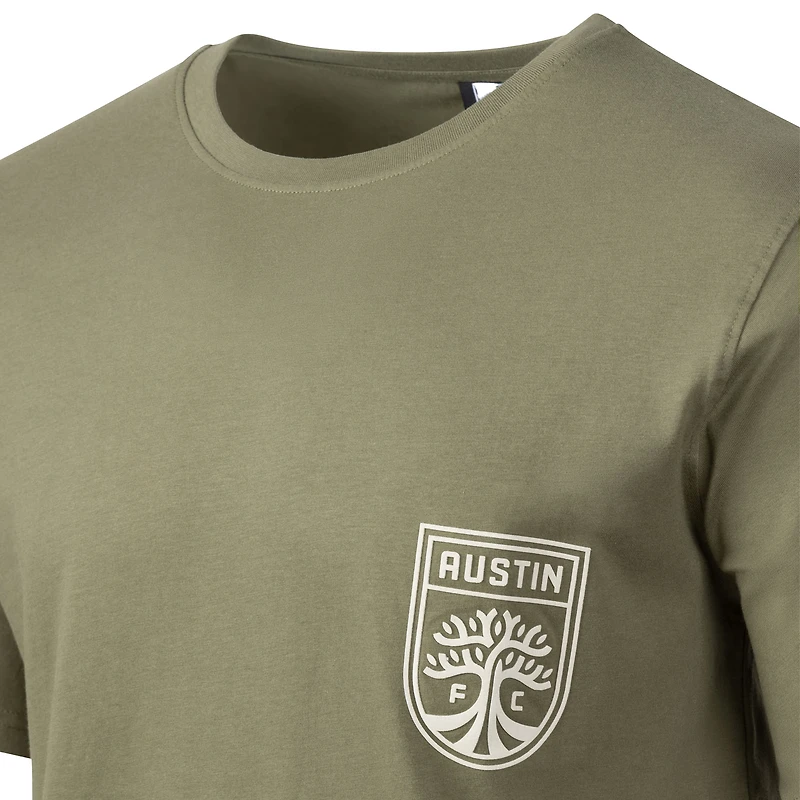 Men's  Sport Design Sweden Olive Austin FC Team Script Relaxed T-Shirt